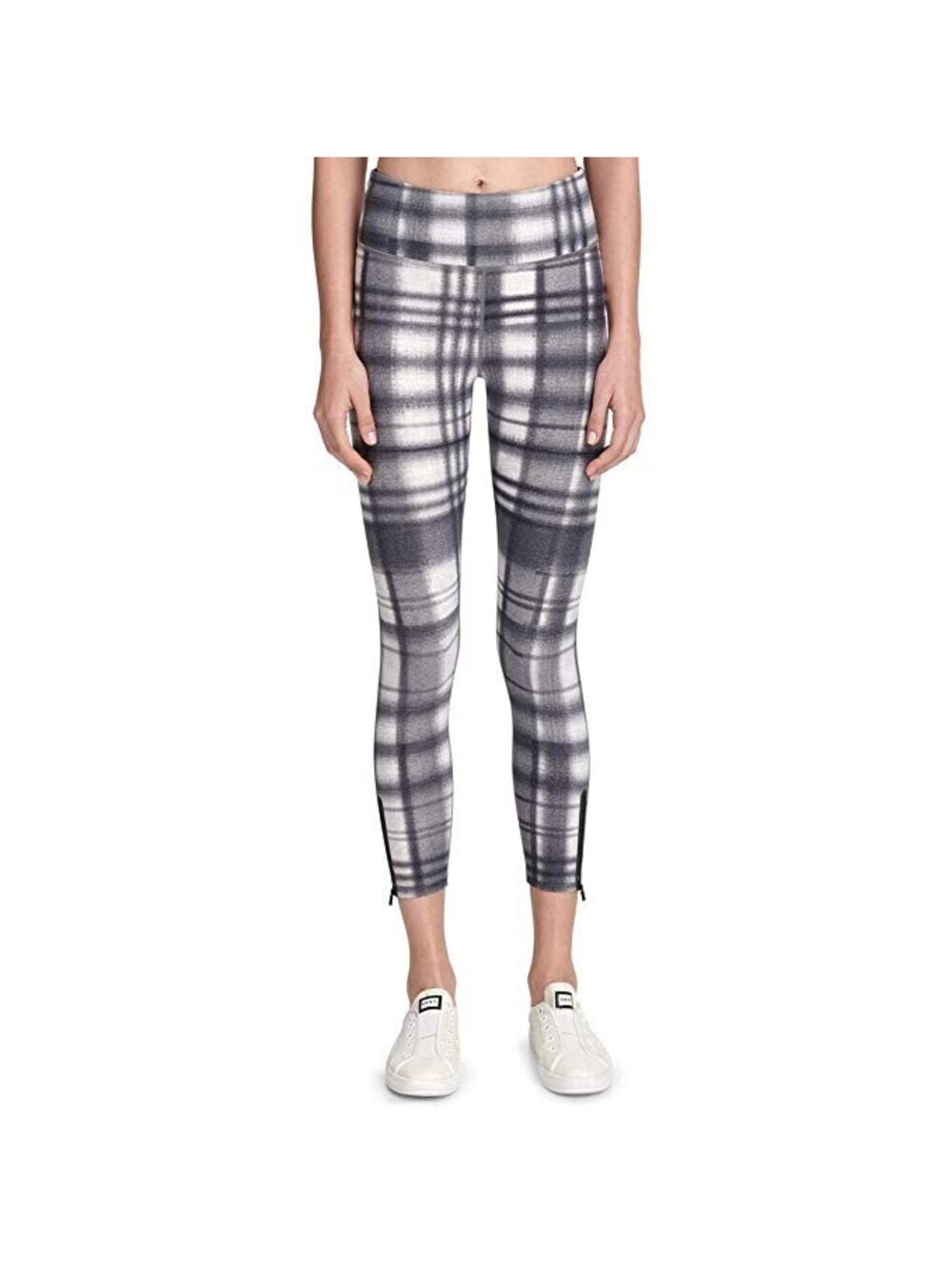 DKNY Womens Sport Eclipse Plaid High-Waist Ankle Leggings Size M